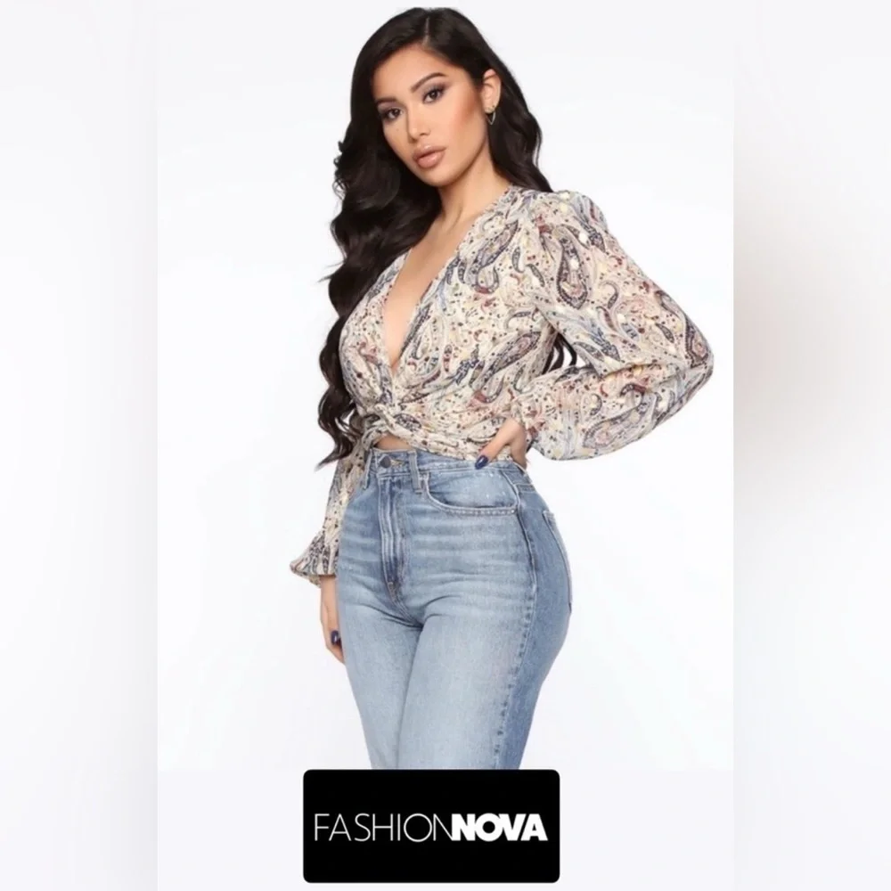 Fashion Nova Gold Flecks in Your Edges Crop Top, Paisley, XLarge, NWT - Picture 3 of 16
